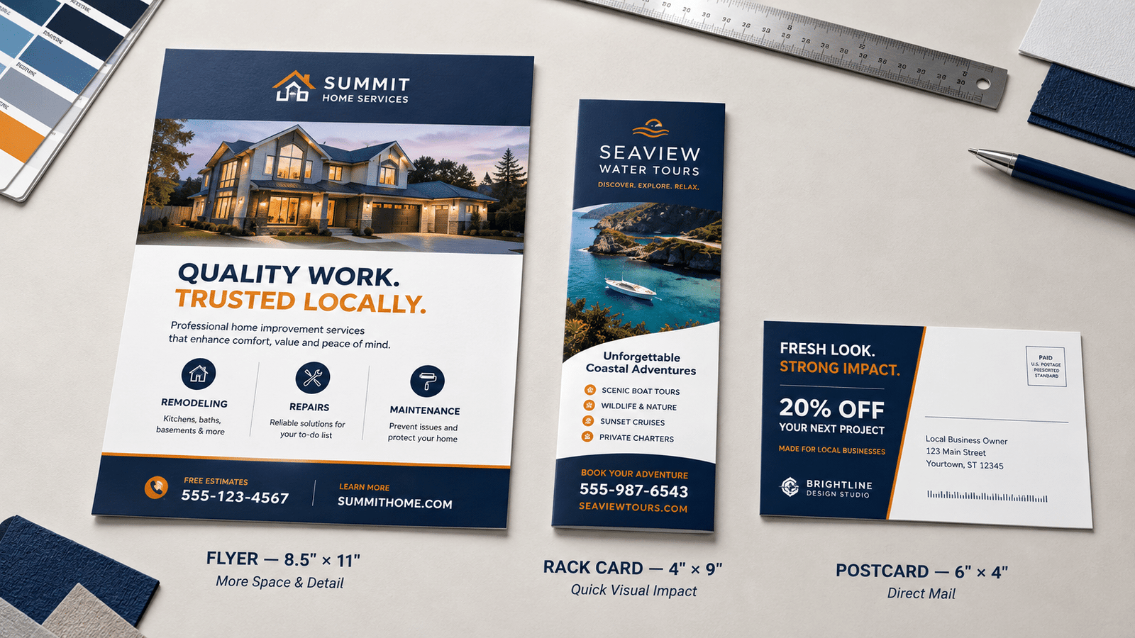 Flyer vs Rack Card vs Postcard Formats